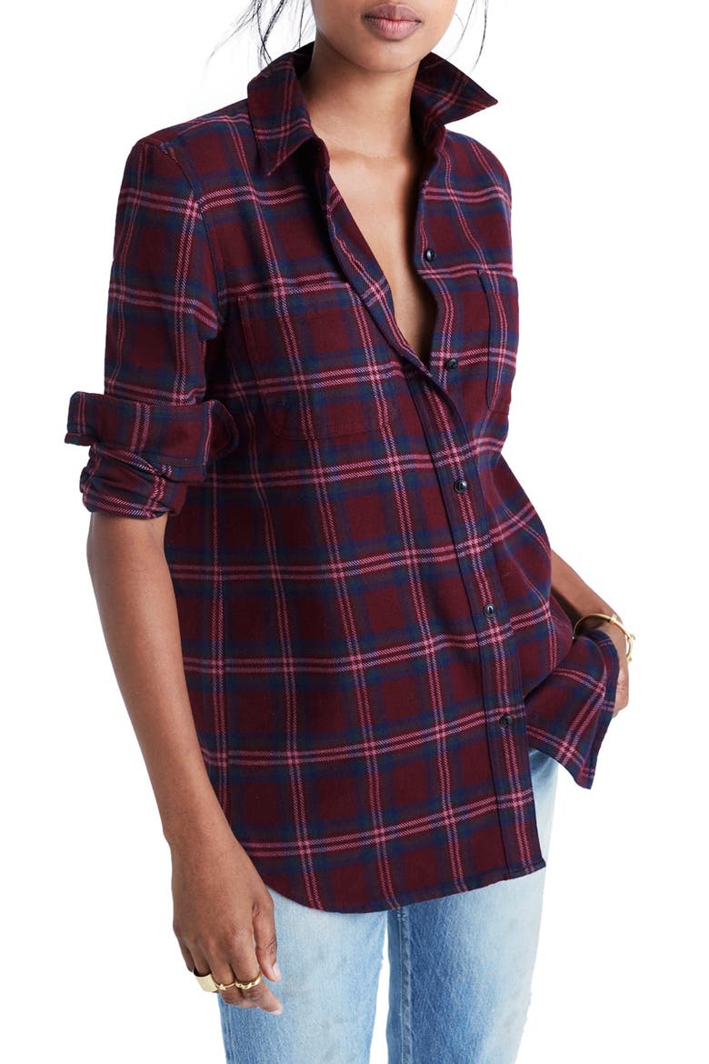 Shrunken Boyfriend Shirt, Main, color, DARK CABERNET