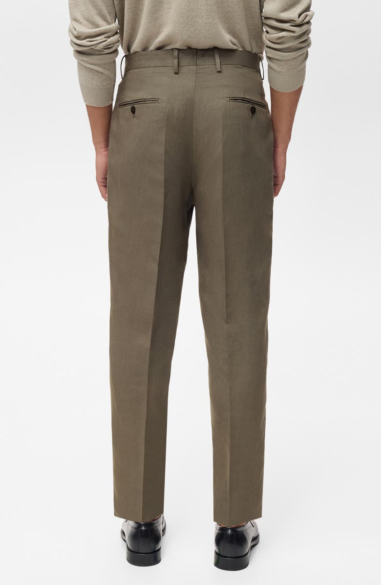MANGO Slim Fit Pleat Linen Blend Dress Pants, Alternate, color, Mink Grey