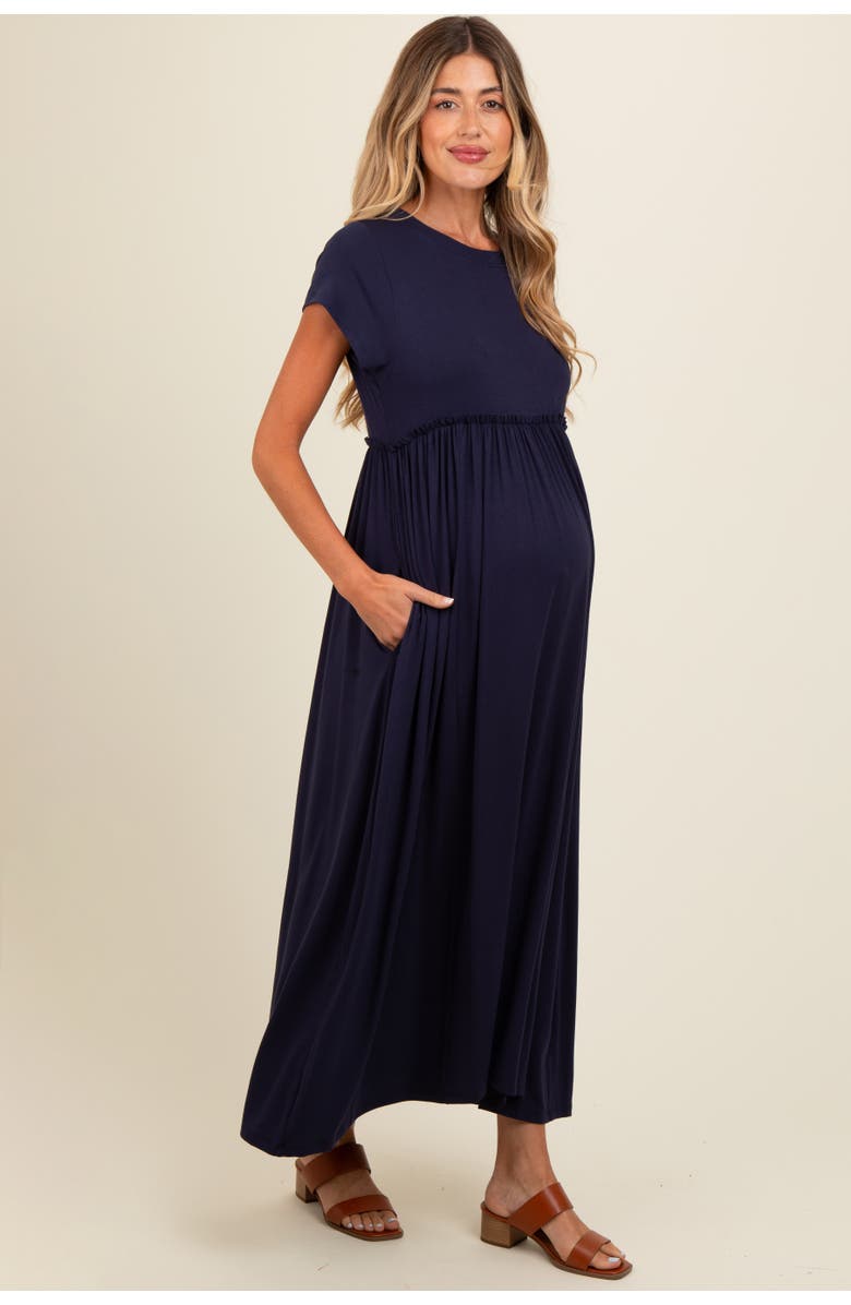 PinkBlush Ruffle Trim Maxi Dress, Alternate, color, Navy Blue