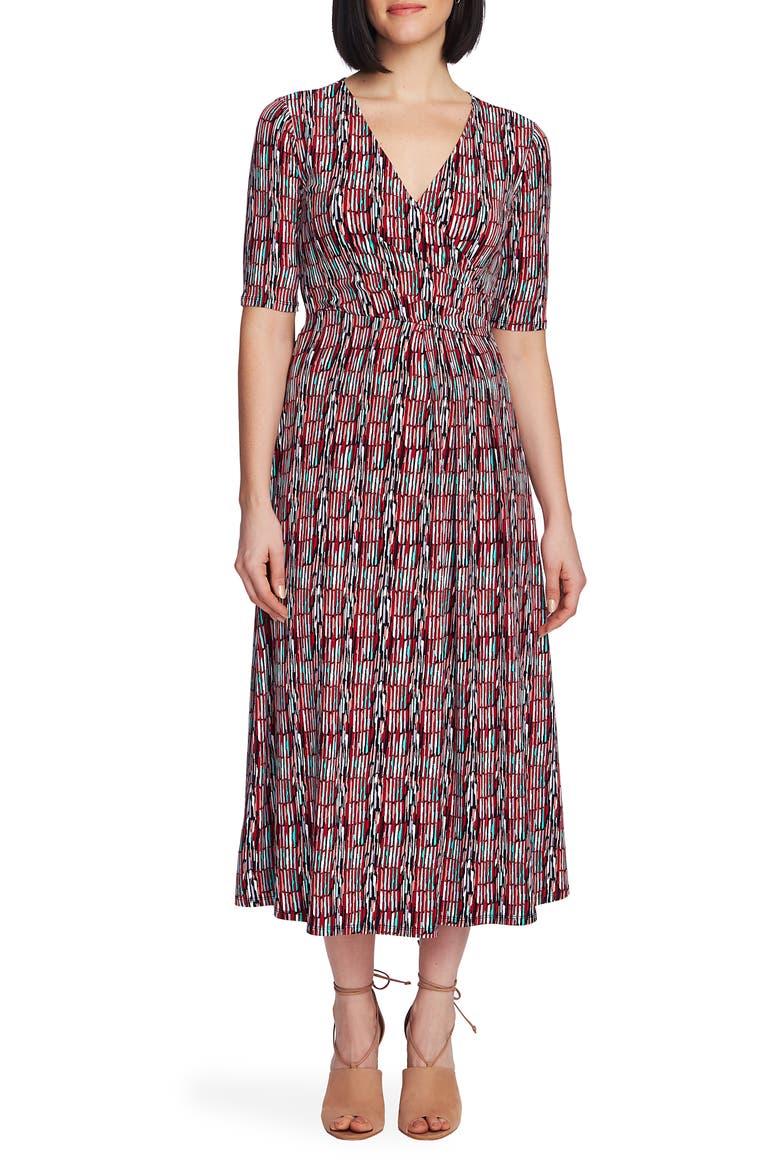 Sahara Sunrise Faux Wrap Dress, Main, color, EVENING NAVY
