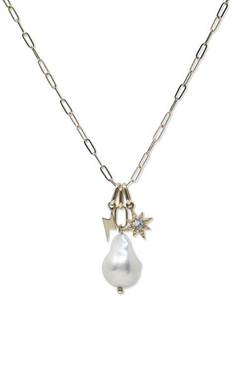 Pearl & Charm Paper Clip Necklace