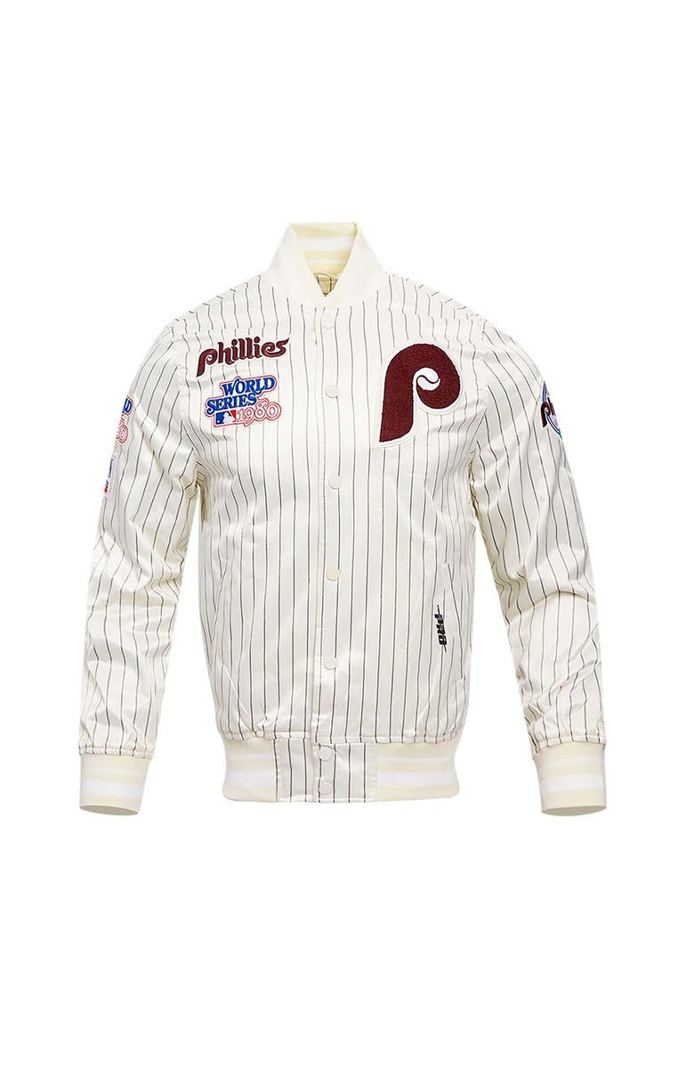 PRO STANDARD Men's Pro Standard Cream Philadelphia Phillies Pinstripe Retro Classic Satin Full-Snap Jacket, Alternate, color, Cream