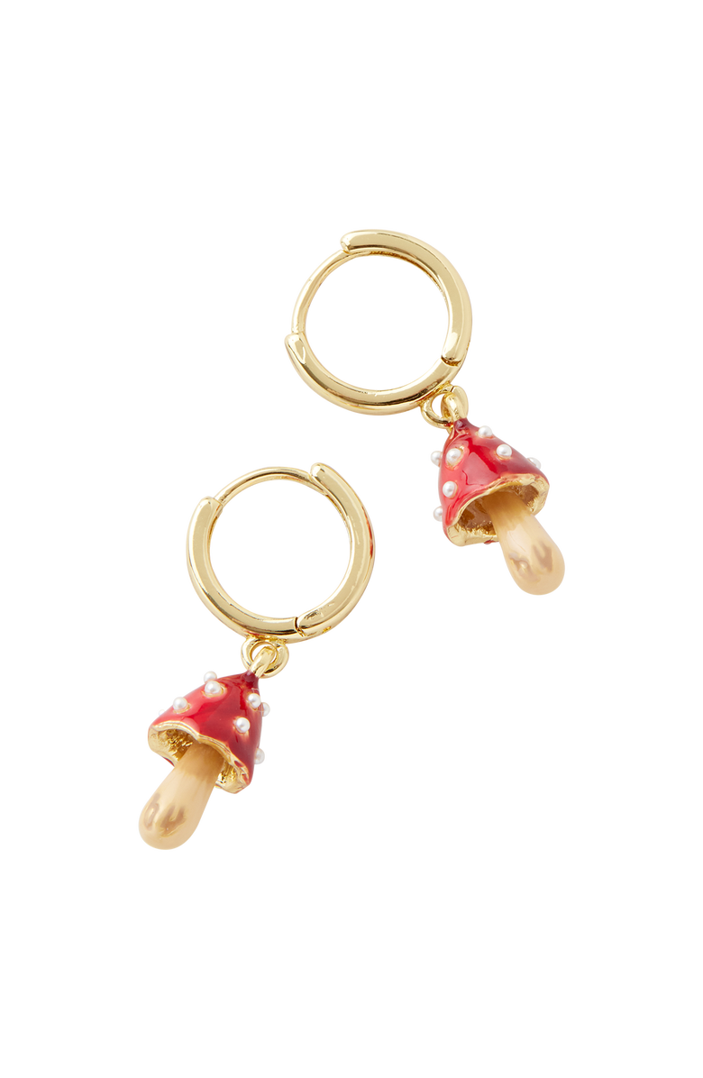 Fable England Enamel Mushroom Huggie Earrings, Alternate, color, Multi & Gold