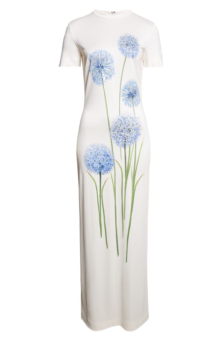 Oscar de la Renta Allium Stretch Jersey Dress, Alternate, color, Blue/ White