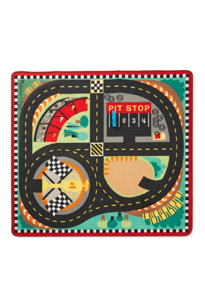 Round the Speedway Race Track Rug & Car Set, Main, color, MULTICOLORED