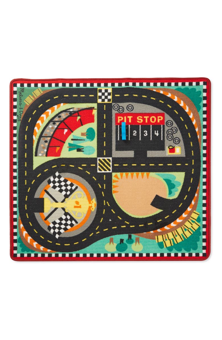 Melissa & Doug Round the Speedway Race Track Rug & Car Set, Main, color, 