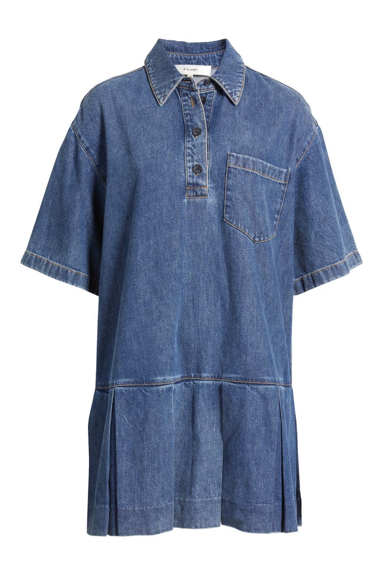 Tennis Cotton Blend Denim Minidress, Alternate, color, POTION