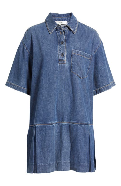 Frame Tennis Cotton Blend Denim Minidress In Blue