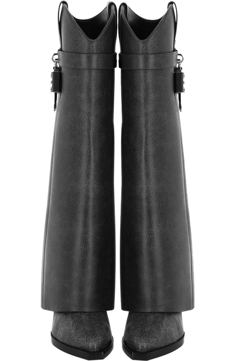 Givenchy Shark Lock Leather Cowboy Boot, Alternate, color, Black