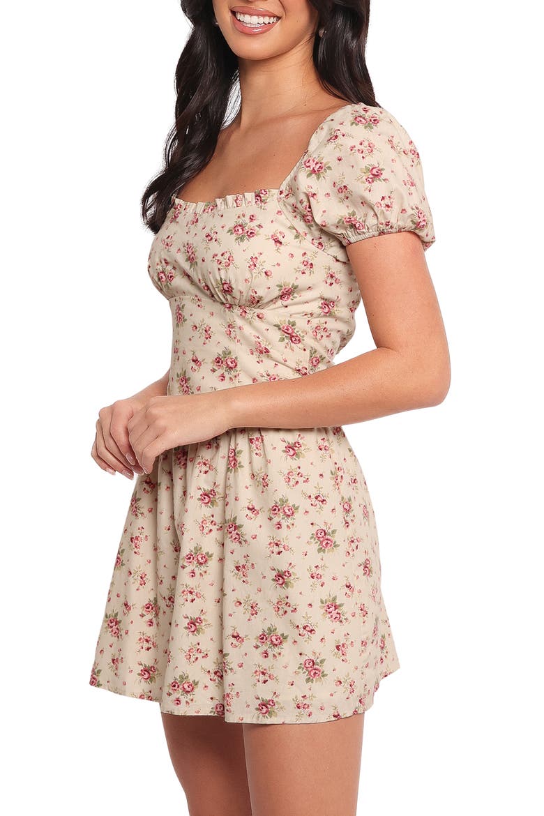 Isobelle Floral Puff Sleeve Cotton Mini Sundress, Alternate, color, RED FLORAL