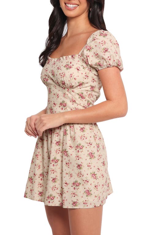 Petal And Pup Petal & Pup Isobelle Floral Puff Sleeve Cotton Mini Sundress In Neutral