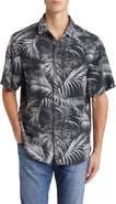 Tommy Bahama Made for Shade Leaf Print Silk Short Sleeve Button-Up Shirt