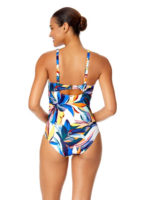 ANNE COLE GRADIENT FLORAL UNDERWIRE SURPLICE ONE PIECE SWIMSUIT