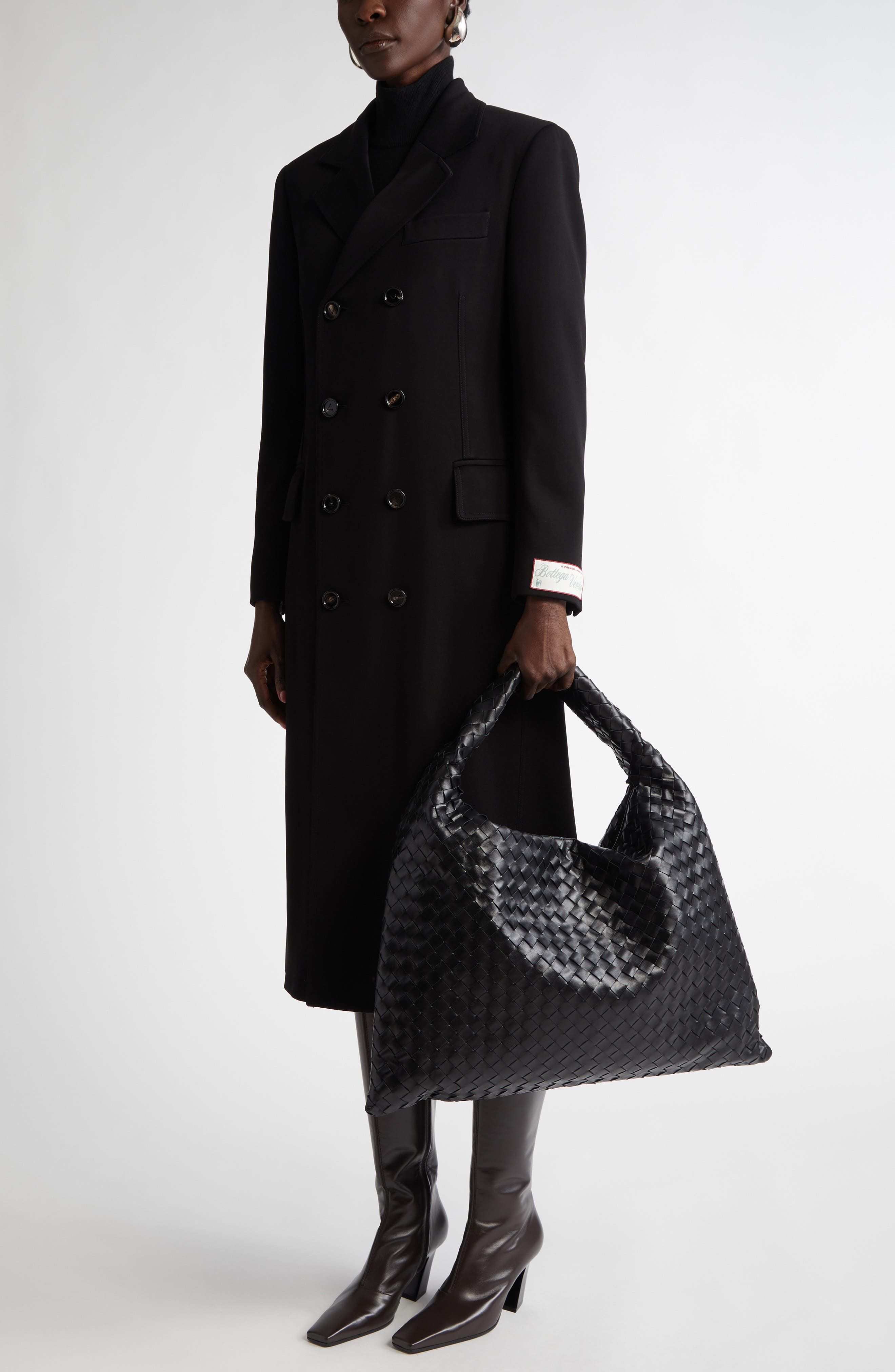 Bottega Veneta Large Hop Intrecciato Leather Hobo Bag, Alternate, color, 1019 Black-M Brass