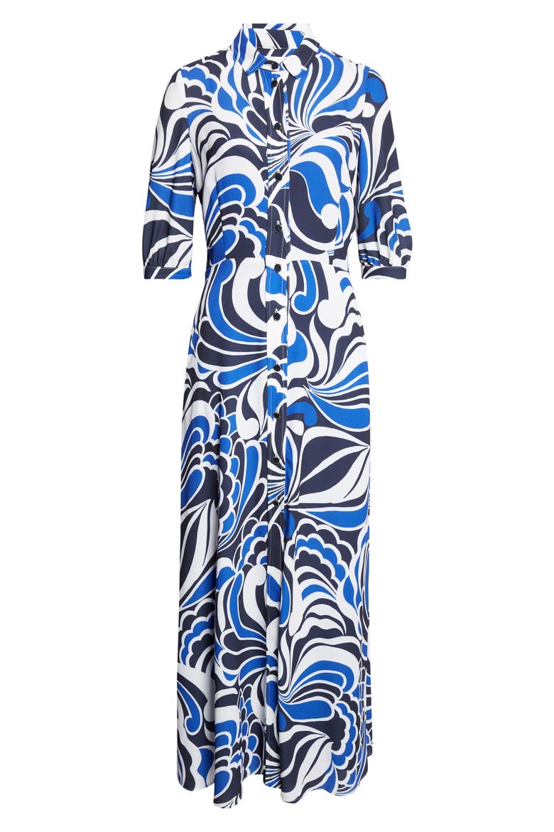 Midcentury Scroll Shirtdress, Alternate, color, MIDNIGHT/ WHITE/ COBALT MULTI