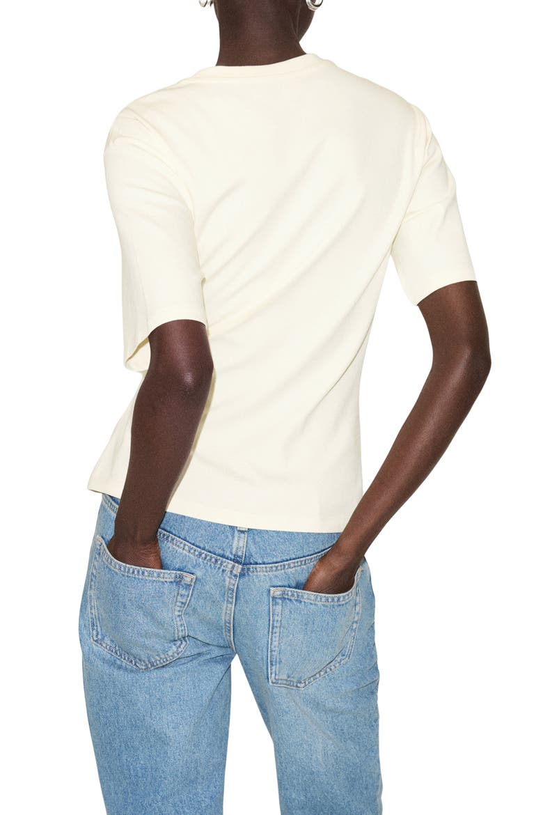 Side Tie Stretch Cotton T-Shirt, Alternate, color, VANILLA