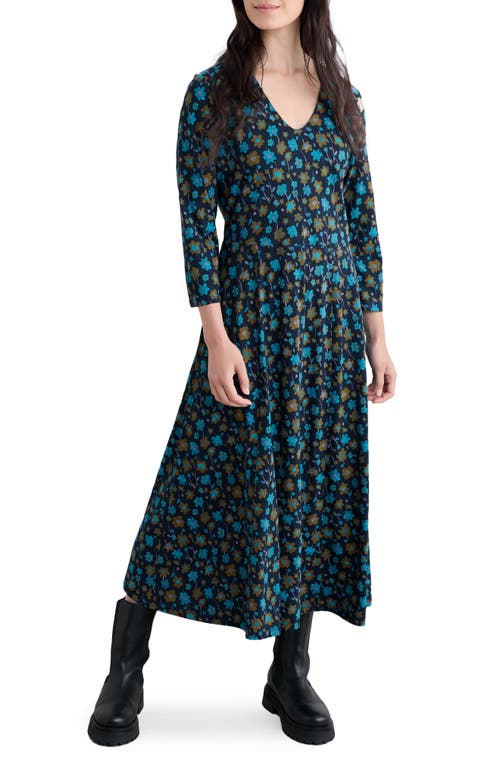 Seasalt Cornwall Nancy Floral Print Organic Cotton Blend Maxi Dress In Blue