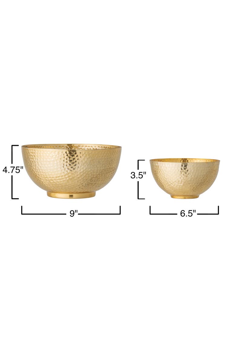 Gold Hammered Metal Bowls, Alternate, color, Gold