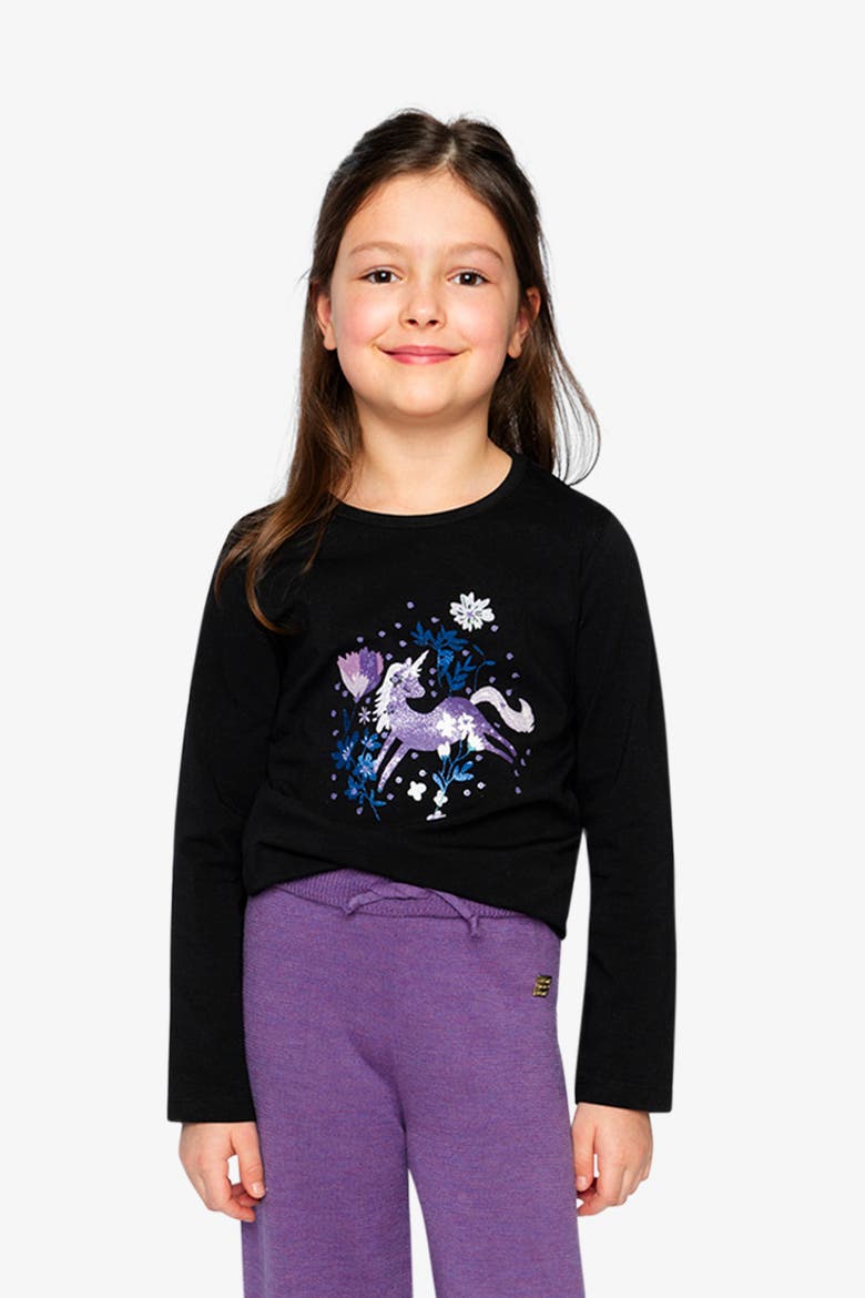 Organic Cotton Glitter Graphic Jersey T-Shirt, Alternate, color, Black and Mauve