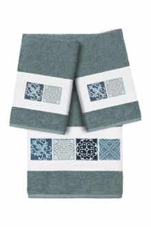 Linum Home Textiles Vivian 3-Piece Embellished Towel - Teal