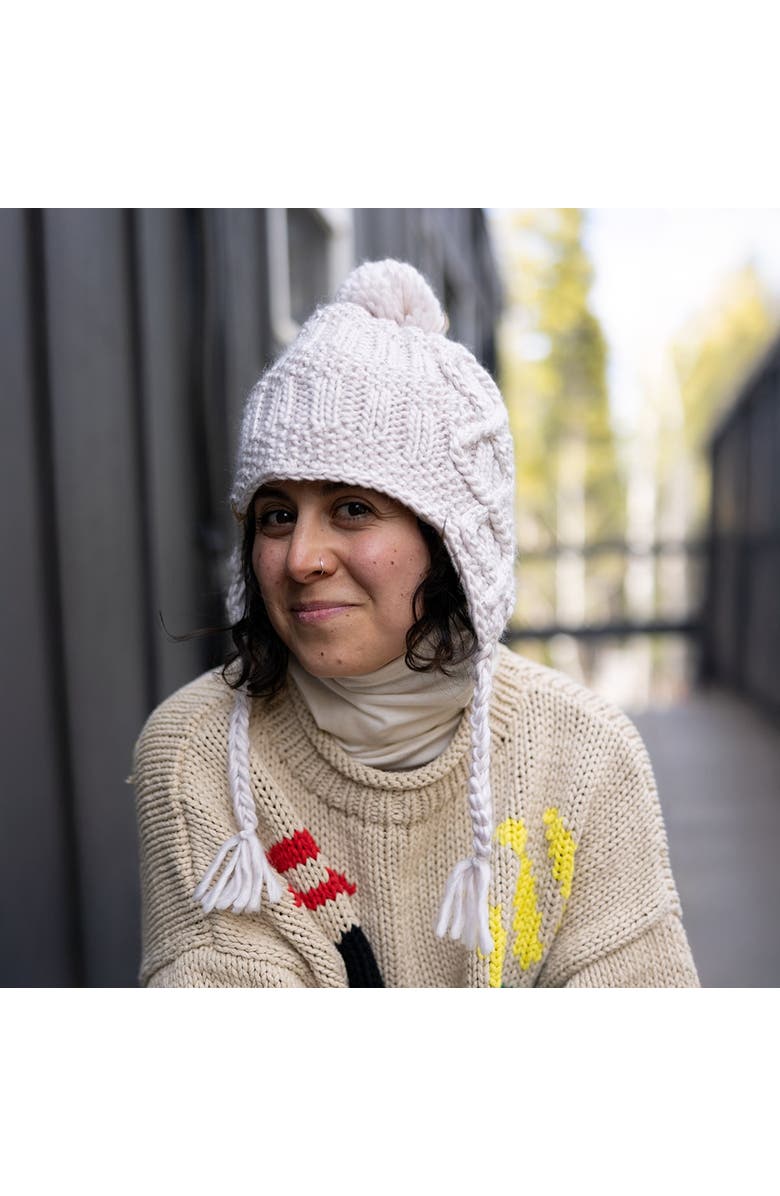 Turtle Fur Merino Wool Gianna Earflap Beanie, Alternate, color, Black