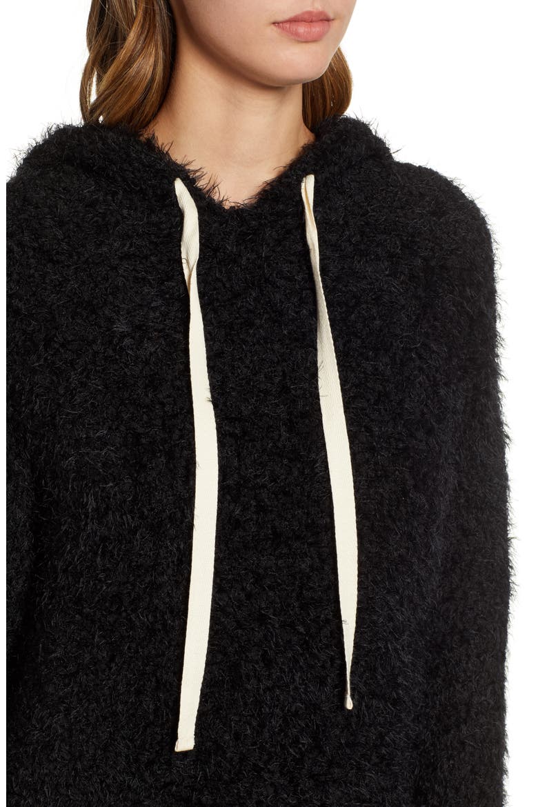 Eyelash Knit Hoodie, Alternate, color, BLACK