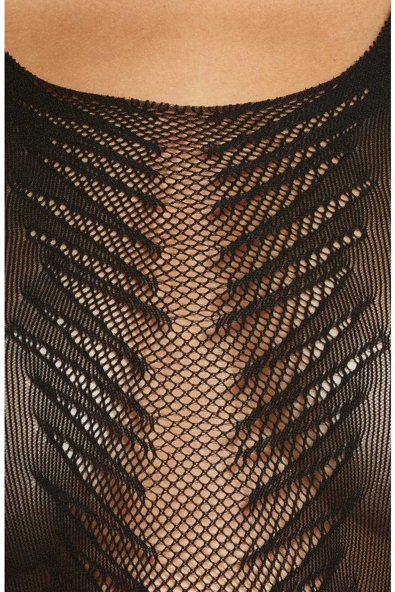 Mesh Hosiery Chemise, Alternate, color, BLACK