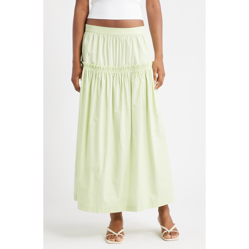 Topshop Ruffle Seam Poplin Maxi Skirt In Green