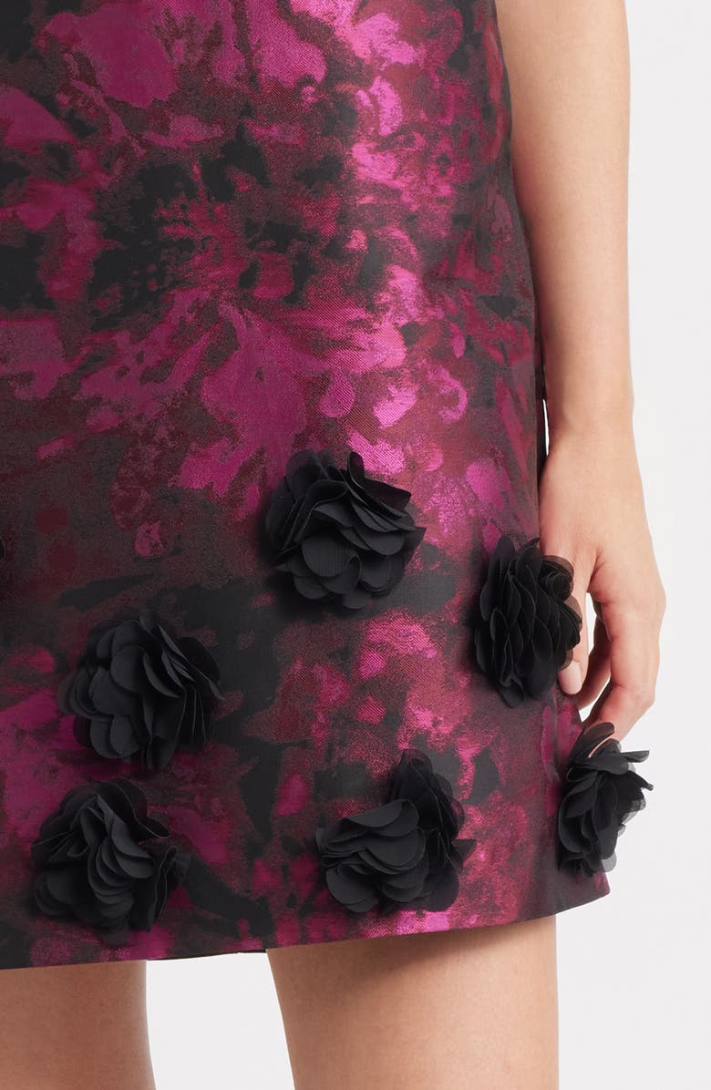 Anne Klein Rosette Jacquard Shift Dress, Alternate, color, Dark Cerise Multi