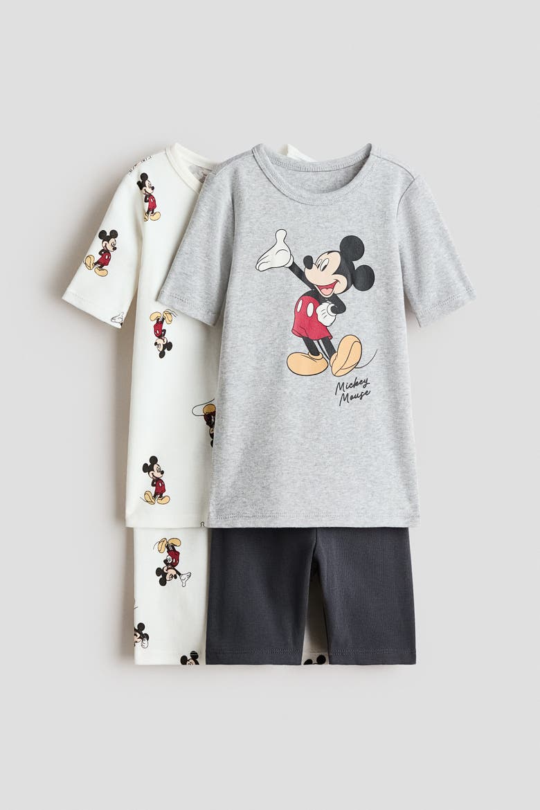 2-pack Snug Fit Cotton Pyjamas, Main, color, Gray/Mickey Mouse
