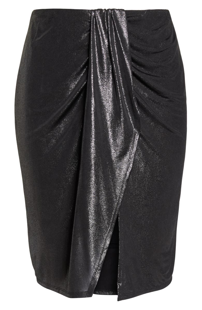 Leith Knot Front Metallic Midi Skirt, Alternate, color, 