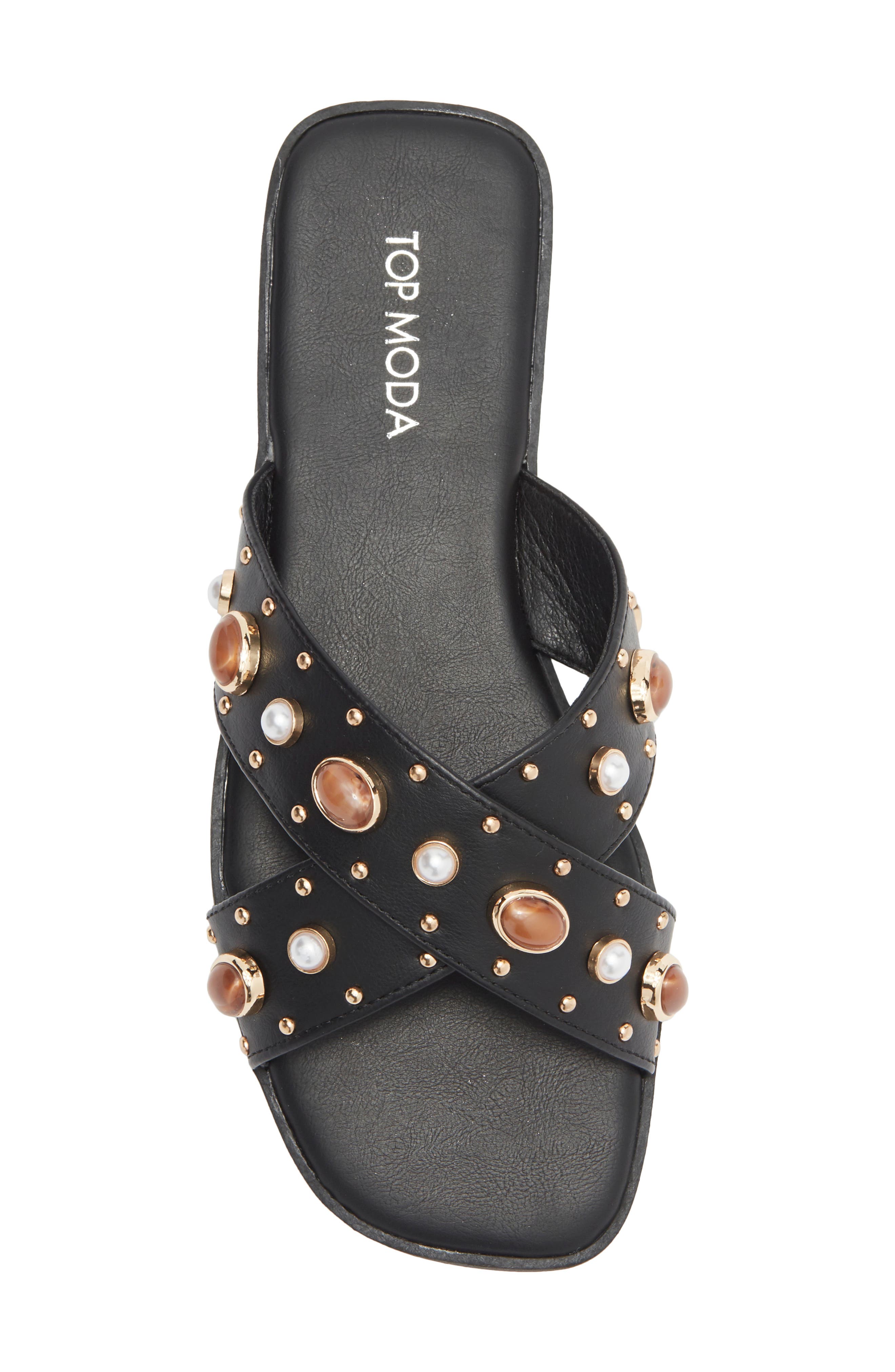 TOP MODA Tammie Slide Sandal, Alternate, color, Black Pu