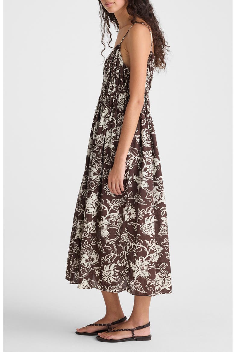 Ruched V-Neck Sleeveless Maxi Dress, Alternate, color, DARK BROWN
