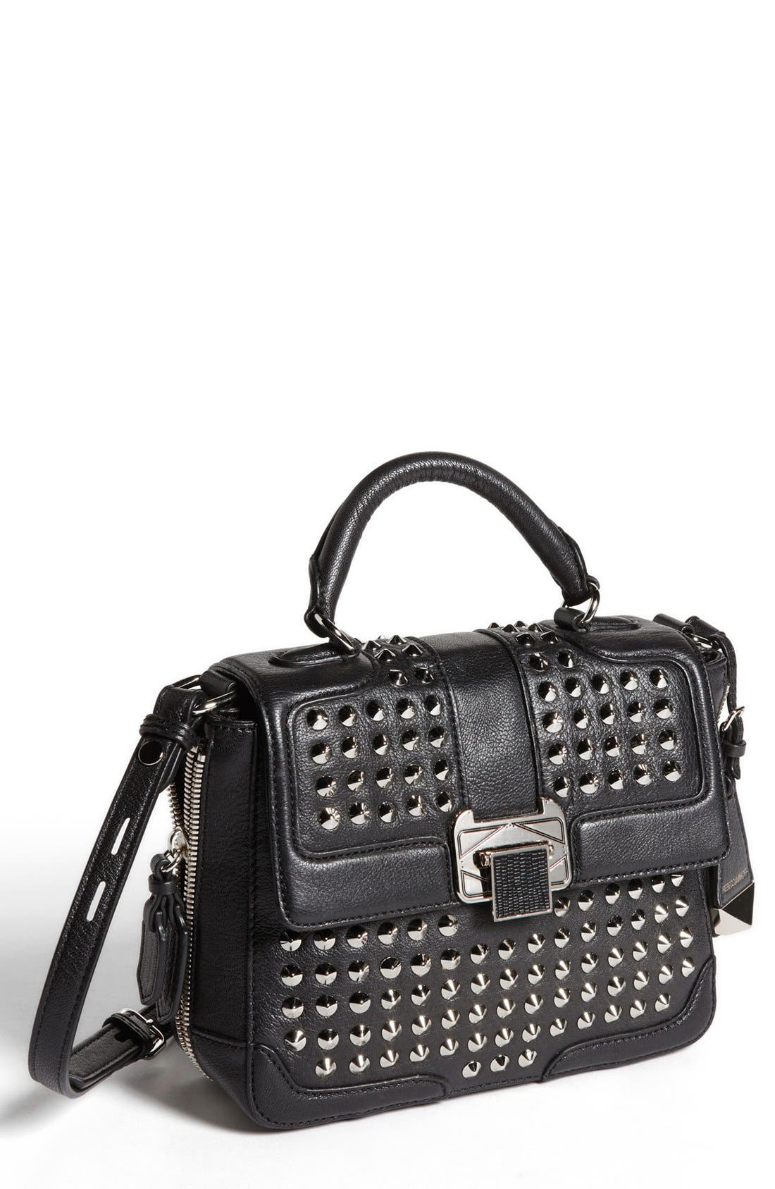 'Elle Mini with Studs' Crossbody Bag, Main, color, BLACK