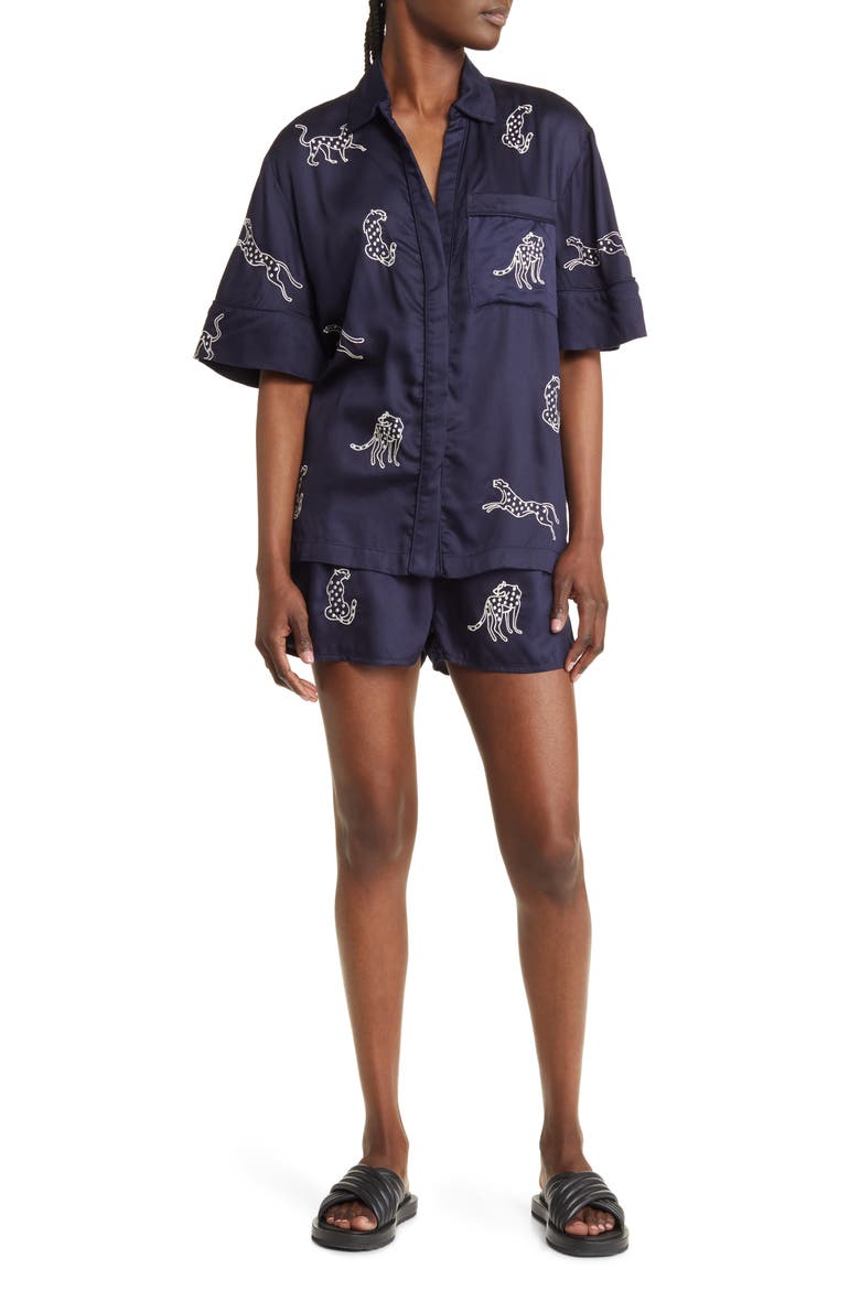 Embroidered Lounge Set, Main, color, NAVY