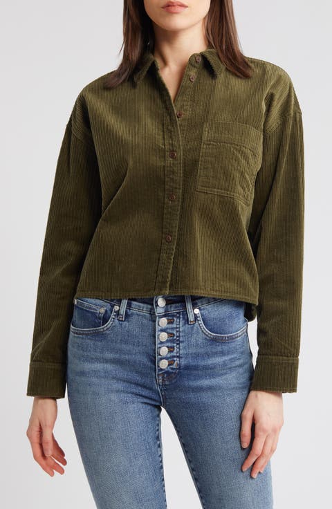 Variegated Corduroy Button-Up Shirt