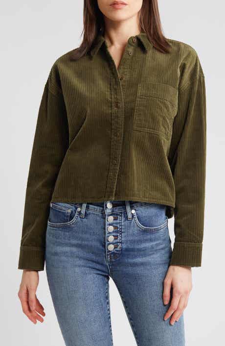 Variegated Corduroy Button-Up Shirt