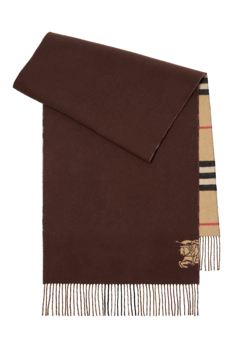 Reversible Check Cashmere Scarf, Main, color, SAND