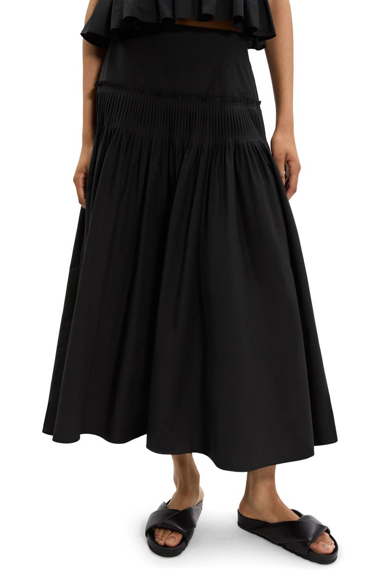 Accordion Yoke Skirt, Alternate, color, BLACK