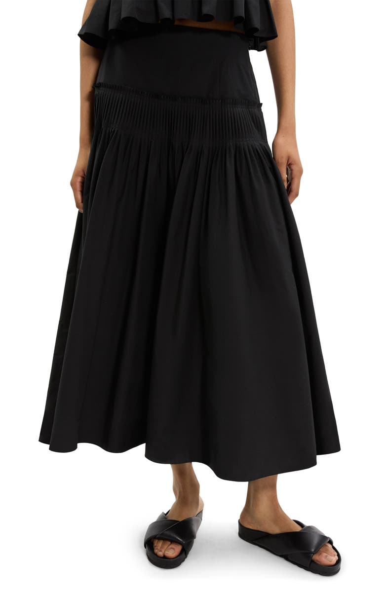 Theory Accordion Yoke Skirt, Alternate, color, Black