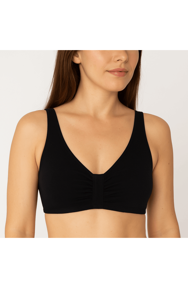 Meadow Ease Cotton Front Closure Bra for Mastectomy, Main, color, Black