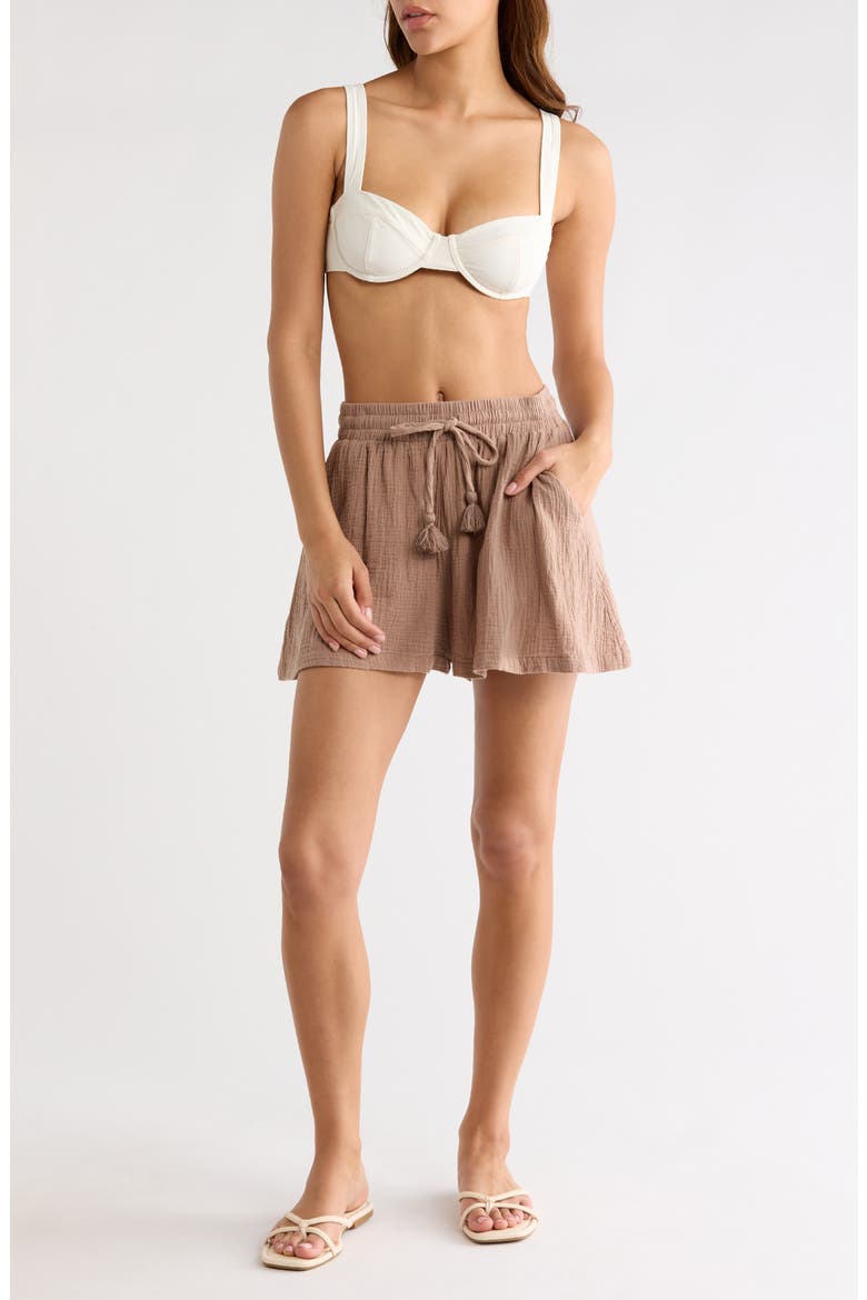 Flowy Cotton Cover-Up Skort, Main, color, TAUPE
