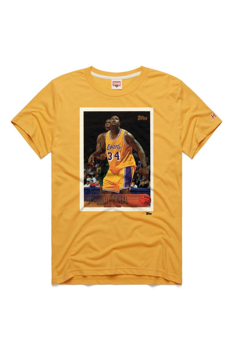 Unisex Homage Shaquille O'Neal Gold Los Angeles Lakers Topps Trading Card Player Tri-Blend T-Shirt, Main, color, Gold