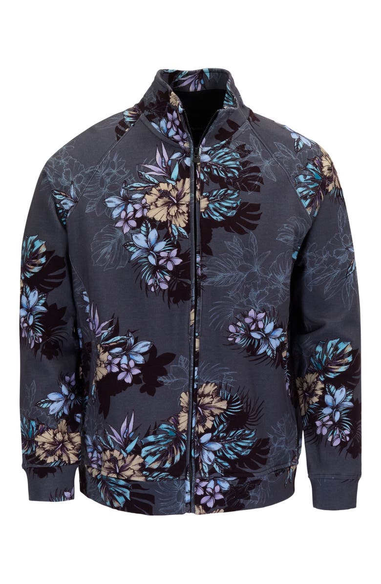 Lords of Harlech Exotic Floral Mens Printed Zip Jacket, Alternate, color, Exotic Floral Black