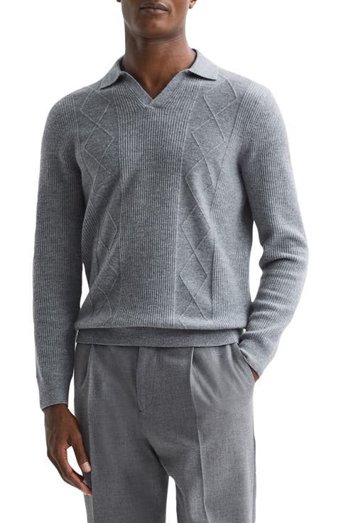 Malik Textured Wool Polo Sweater