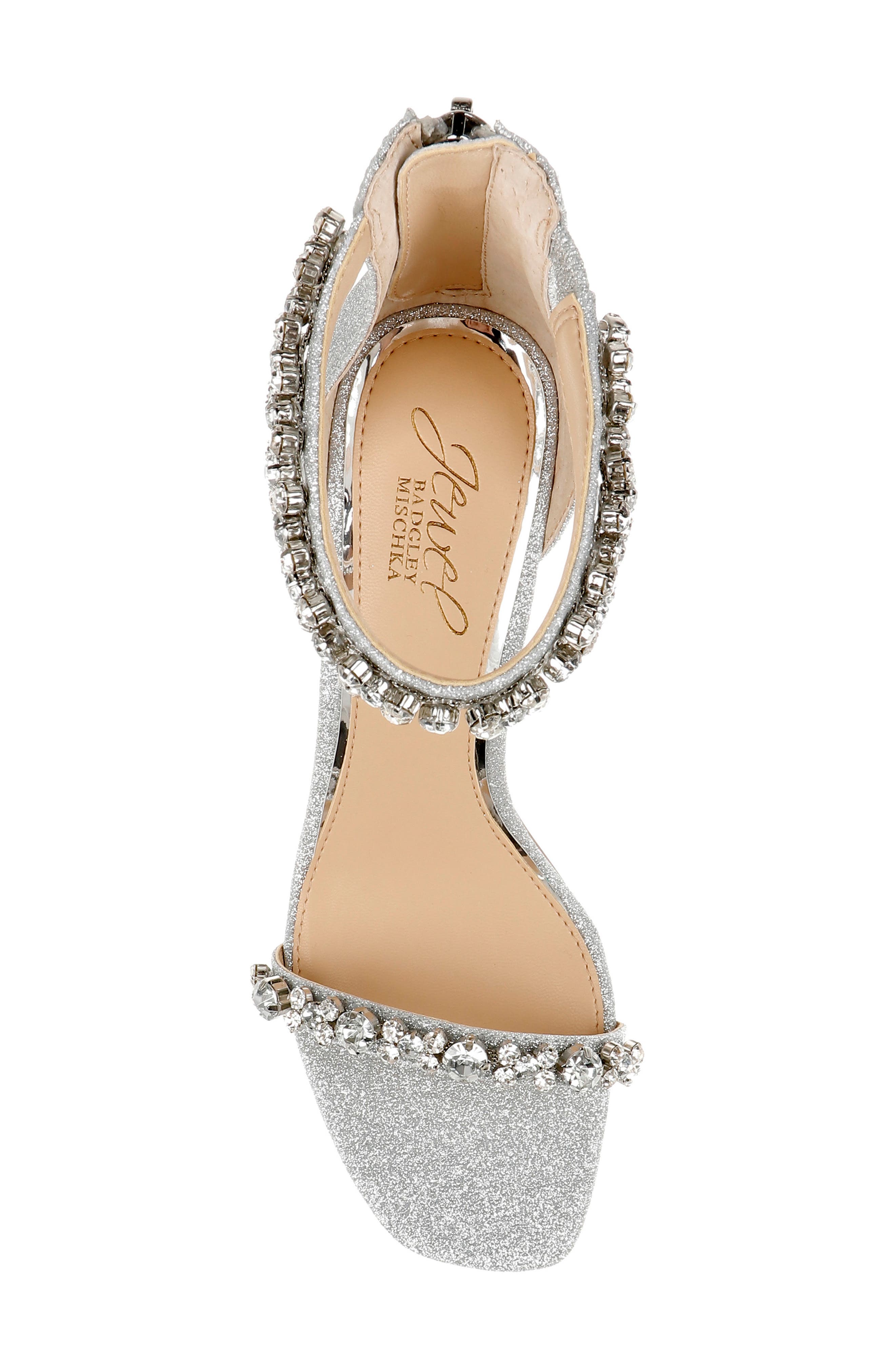 Jewel Badgley Mischka Dustyn Metallic Sandal, Alternate, color, Silver