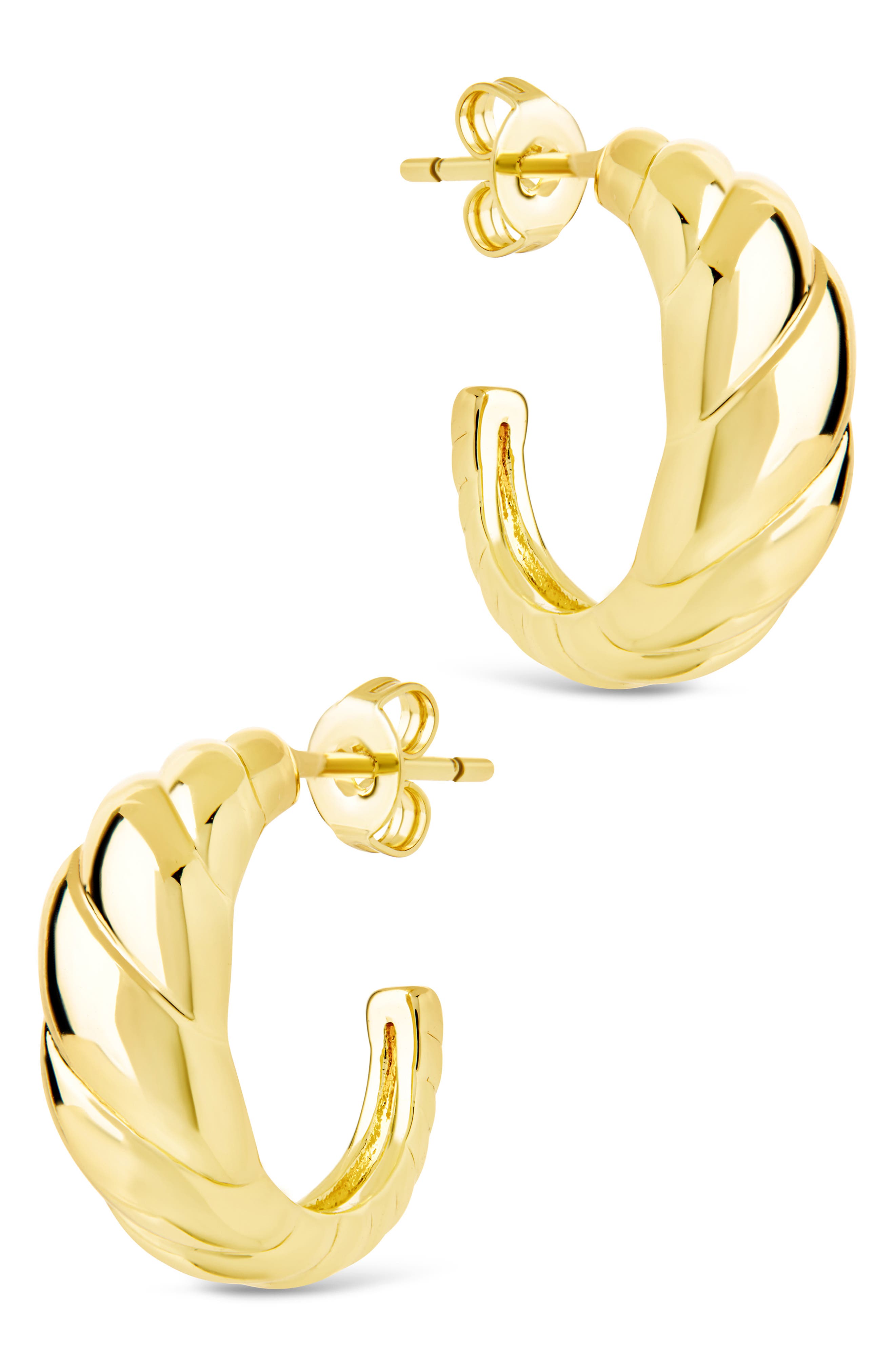Sterling Forever Preston Tapered Croissant Hoop Earrings