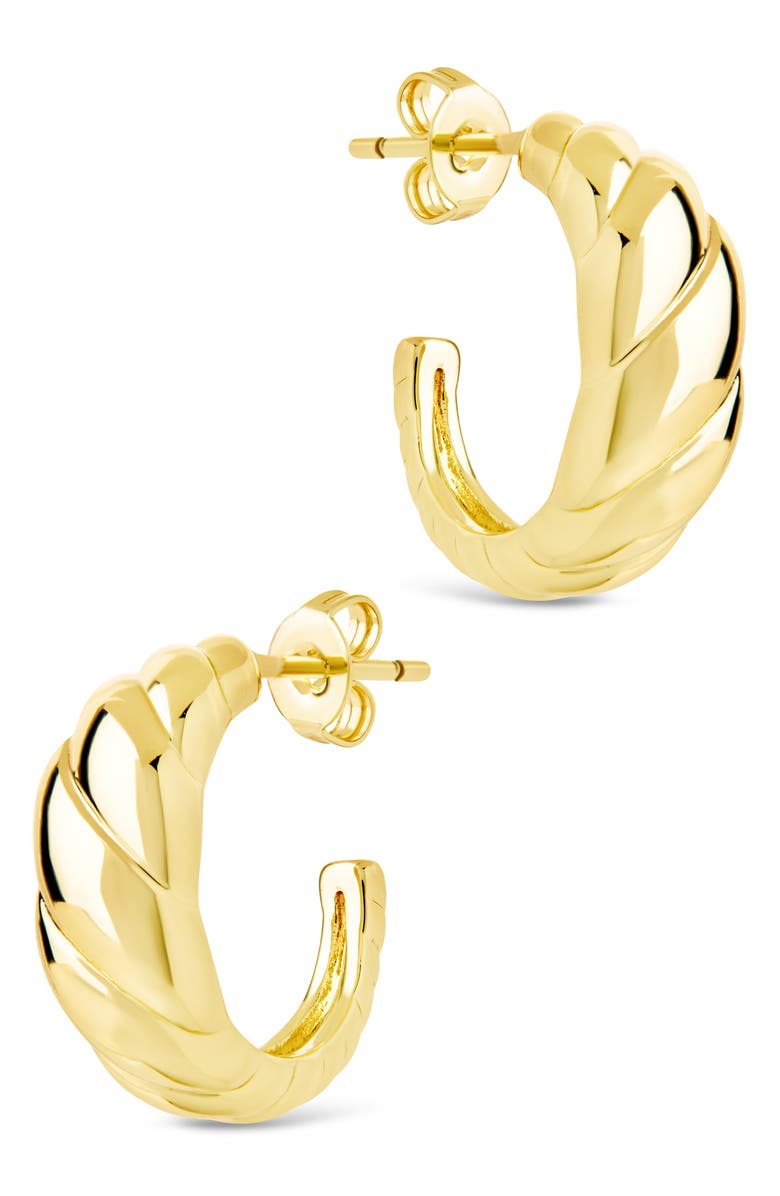 Sterling Forever Preston Tapered Croissant Hoop Earrings, Main, color, Gold