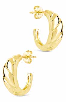 Sterling Forever Preston Tapered Croissant Hoop Earrings
