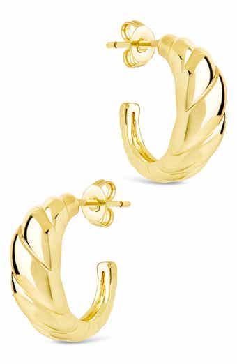 Sterling Forever Preston Tapered Croissant Hoop Earrings